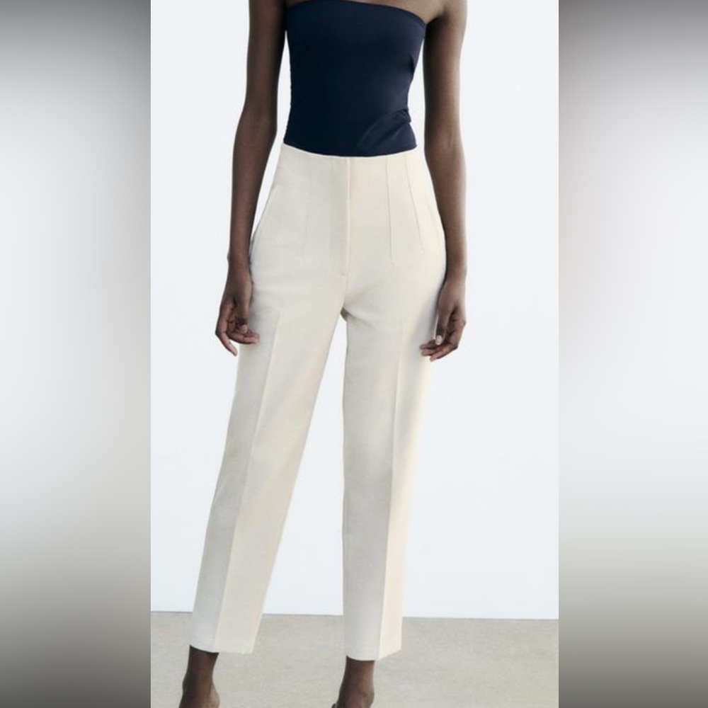 3 for $25

Zara Cream High-Waisted Trousers with Pleats